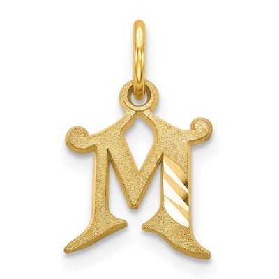 14k Gelbgold Buchstabe M Initiale Charm Anhänger Geschenk für Mutter