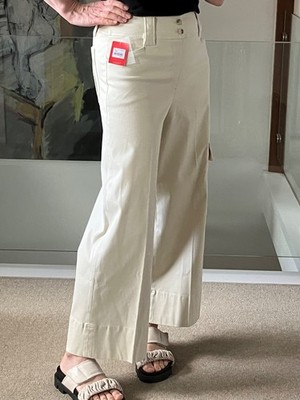 SPANX Stretch Twill Cropped Wide Leg Hose Eggshell Gr. S UK 8/10