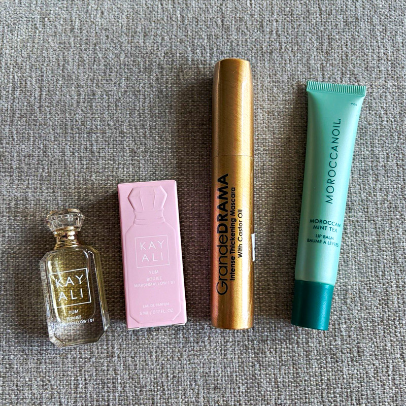 BUNDLE OF 3: KAYALI Yum Boujee Marshmallow | GrandeLash Mascara | Morocanoil