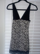Victoria's Secret LUXE Leopard Print Lace Soft Trim Slip Babydoll Sz S
