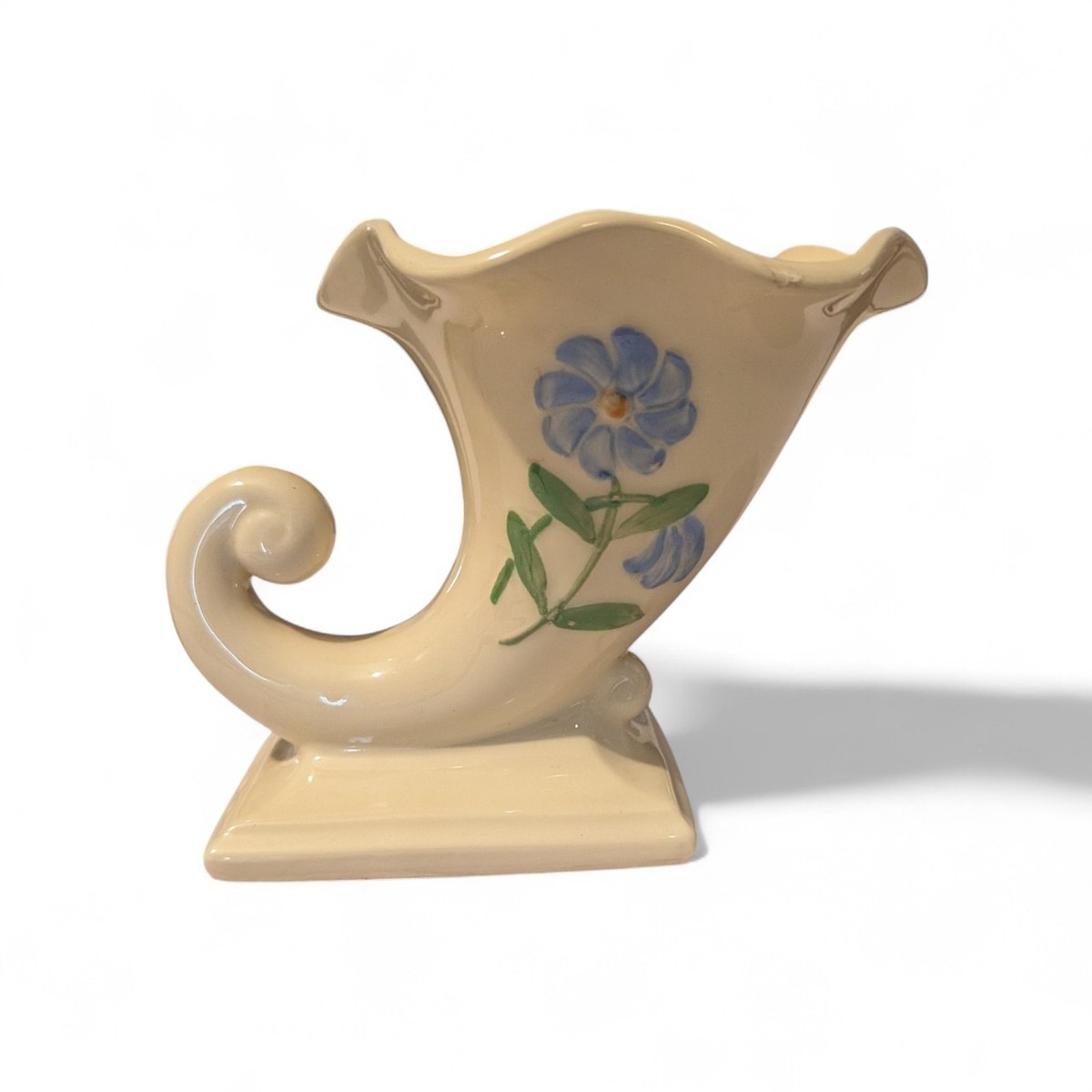 Vintage Shawnee Pottery Cornucopia Vase Planter USA Marked Blue