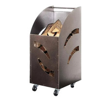 Carrello Portalegna Ferro Battuto con Ruote per Camino Caminetto da 32x40xH80 cm