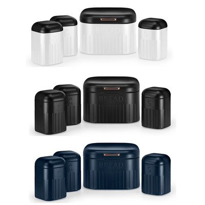 Tea Coffee Sugar Canisters Set of 3, Bread Bin Bread Box Kitchen