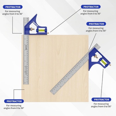 Combination Square Woodworking Ruler Tools, 7inch Carpenter Square Wood Worki...