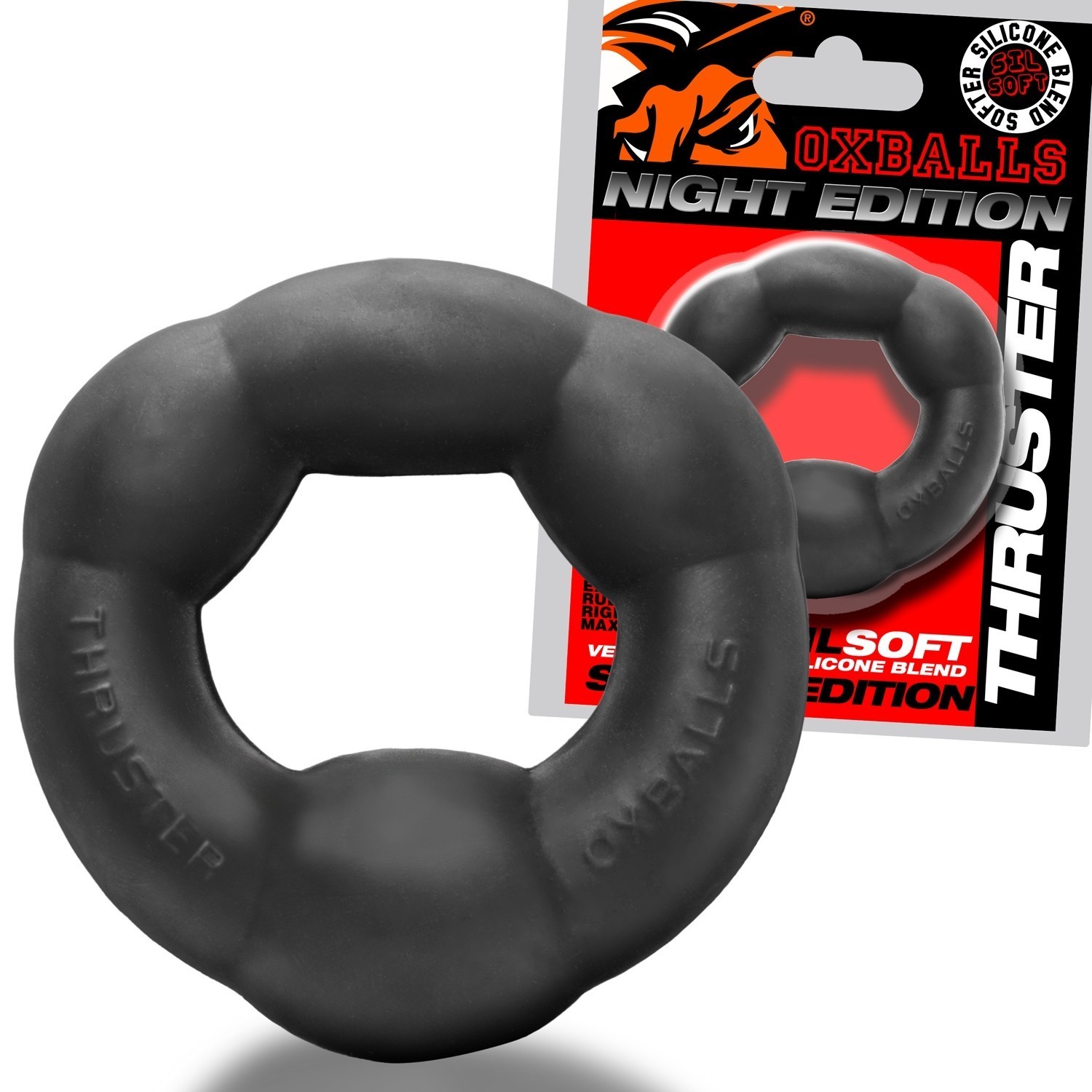 Oxballs Silicone Cock Ring THRUSTER Night Edition Mega Bulge Lifter Male Sex Toy