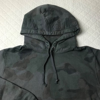 Supreme Overdyed Hooded Sweatshirt Men's SZ M Black Painted Camo