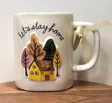 Rae Dunn Magenta Let's Stay Home Fall Autumn Ceramic Coffee Tea Mug