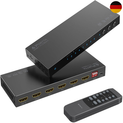 PORTTA HDMI Matrix 4x2 4K 60Hz 2 Ausgänge Audio Extractor ARC EDID