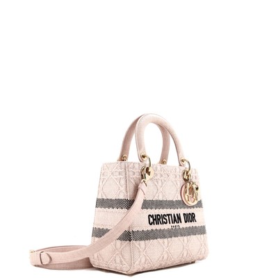 Christian Dior Lady D-Lite Bag Cannage Embroidered Raffia Medium
