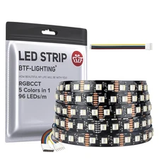 BTF LIGHTING RGBCCT 5 Colors in 1 LED Tape Lights 5050SMD RGBWW RGB Dimmable Col