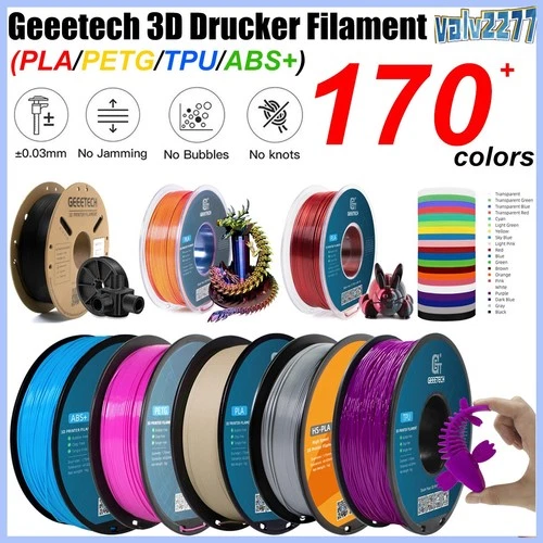 Geeetech PLA ABS+ PETG TPU Filament 1kg 1.75mm 3D Drucker Filament Mehrfarbig DE