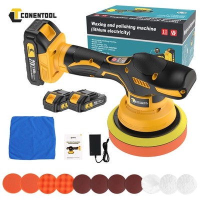 21V 145mm Akku Exzenter Poliermaschine Auto Polierer Poliergerät Politur 8 Gäng