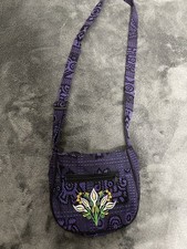 Purple Quilted Embroidered Floral Mexican Sho...