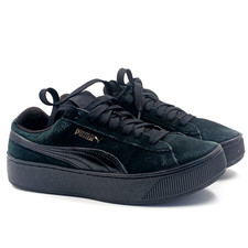 PUMA Women Suede Vikky Platform Sneakers Shoes 5.5 Black on Black