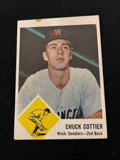 CHUCK COTTIER "ERROR MISCUT" 1963 FLEER WASHINGTON SENATORS #28 BASEBALL CARD