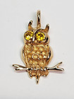 A HOOT 14k Detailed OWL CHARM w/ Lab-Created Yellow Sapphire Eyes & *NO CHAIN* — photo 1