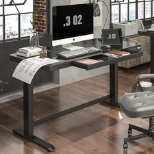 Image of Dellonda Black Electric Adjustable Standing Desk with USB & Drawer, 1200x600mm