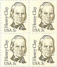 US 1846 Great Americans Henry Clay 3c block 4 MNH 1983