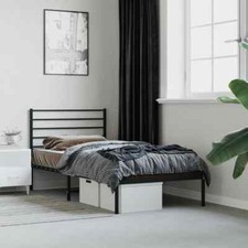 Metal Bed Frame with Headboard Black 75x190  2FT6 Small  B6M7