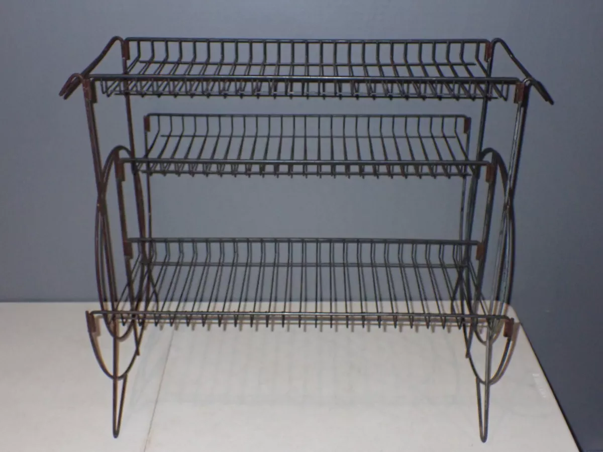 Vintage MCM Mid Century Modern Metal Plant Stand Circular Circle Ends