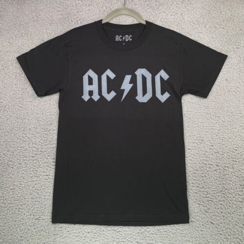 AC/DC Black Concert Band Rock 100% Cotton T Shirt Mens Size Small