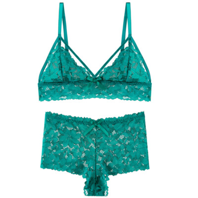 Sexy Ladies Womens Lace Bralette Bra Set Panties Underwear See Through Lingeries