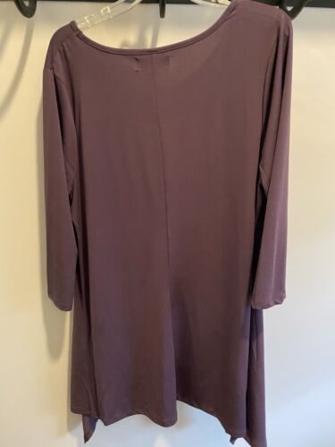 ARNA YORK Women's Eggplant Handkerchief Hem Pullover Long Sleeve Tunic Top 20 - Picture 2 of 7