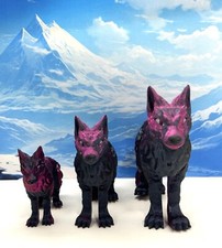 3pcs 3D Printed Wolf, Articulated Black Red Wolf Toy, Fidget Animal Wolf Toy