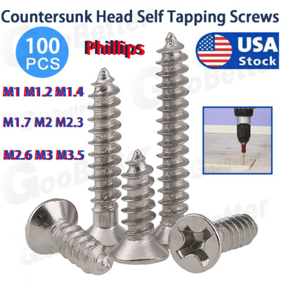 M1 M2 M2.3 M2.6 M3 M3.5 Phillips Countersunk Head Self Tapping Screw Wood Screws