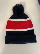 Old Navy Pom Pom Beanie Adult One Size Red And Blue