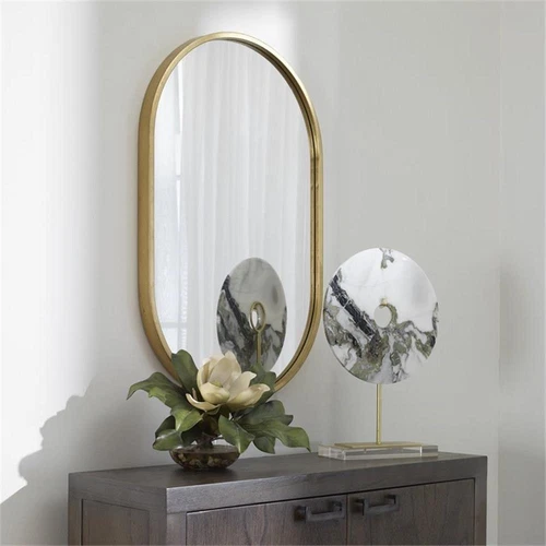 Uttermost Varina Oval Transitional Iron Metal Mirror in Lightly Antiqued Gold - Picture 5 of 6