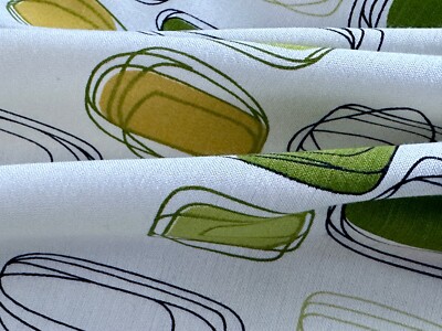 Atomic 60s Bauhaus Danish Mod Mid Century Tiki ORBS Vintage Barkcloth Era Fabric