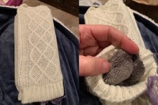 HAT ATTACK Microfur Arm Warmers IVORY faux fur lined Fingerless Ribbed cuffs NEW