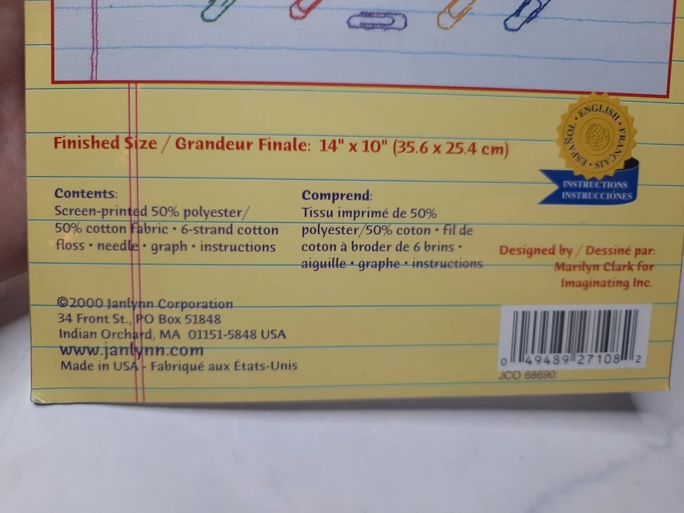 Kit de punto de cruz estampado diseños de clip de papel Janlynn 27-108 hombre a cargo 14x10 Foto 4 de 4