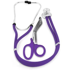 ASA TECHMED Sprague Double Tube Adult and Pediatric Stethoscope + Matching EM...