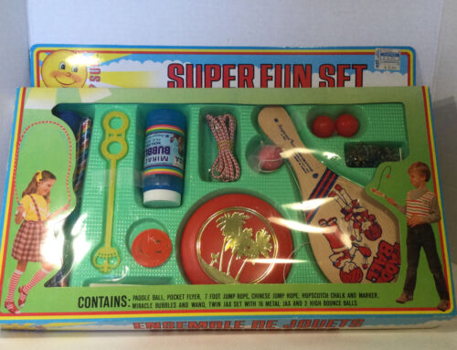 Vntg NOS 1987 Imperial Toy Corp. Super Fun Set-jax,jump Rope,paddle Ball Rare - Picture 1 of 8