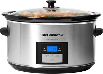 8.5Qt Digital Programmable XL Jumbo Slow Cooker Adjustable Temp Stainless Steel
