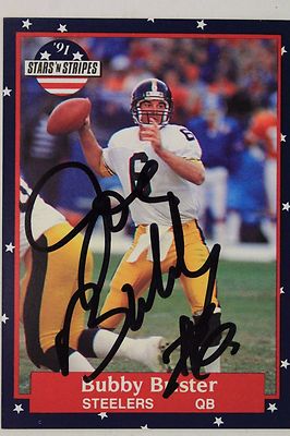 Bubby Brister Autograph 1991 Stars 'n Stripes Fleer #49 Signed NFL Card 16J
