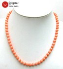 Women Chokers 3 Strands 17" Jewelry 5-6mm Natural Round Pink Coral Necklace for