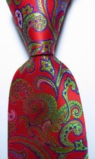 New Classic Paisley Red Blue Green JACQUARD WOVEN 100 Silk Men's Tie Necktie