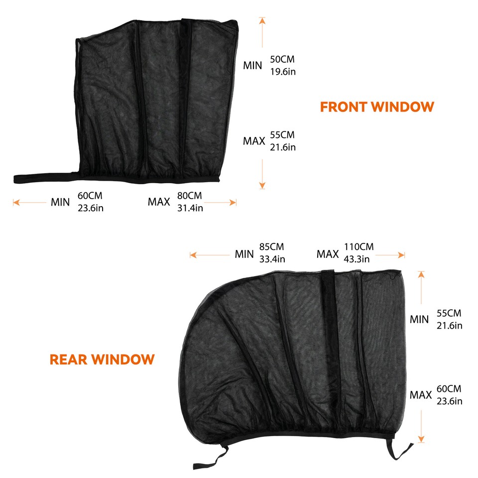 4X Car Side Front Rear Window Screen Sun Shade Cover Mesh Bugs Net UV ...