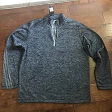 Adidas A284 Men's 3 Stripe Heather 1/4-Zip Pullover Navy Heather/Mid Grey Large