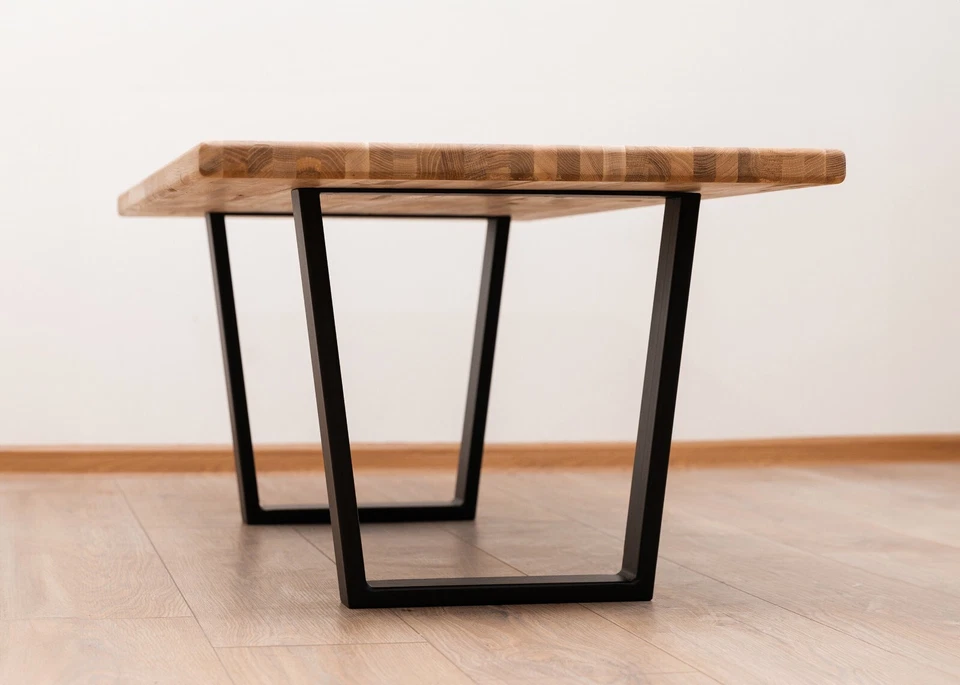 Solid Oak Coffee Table With Metal Legs, Modern Coffee table, Solid Wood, Oil Wax - Image 3 of 4