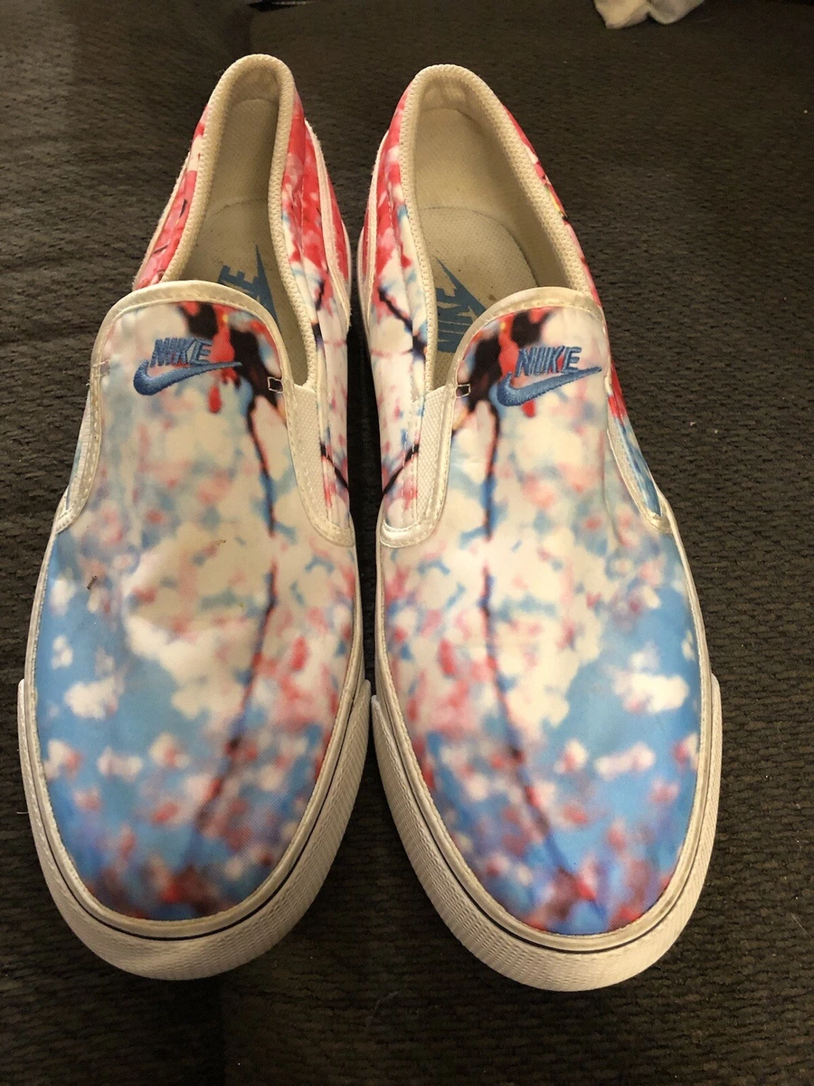 Nike Toki Cherry Blossom Slip On Sneakers 820223 141 Blue Pink