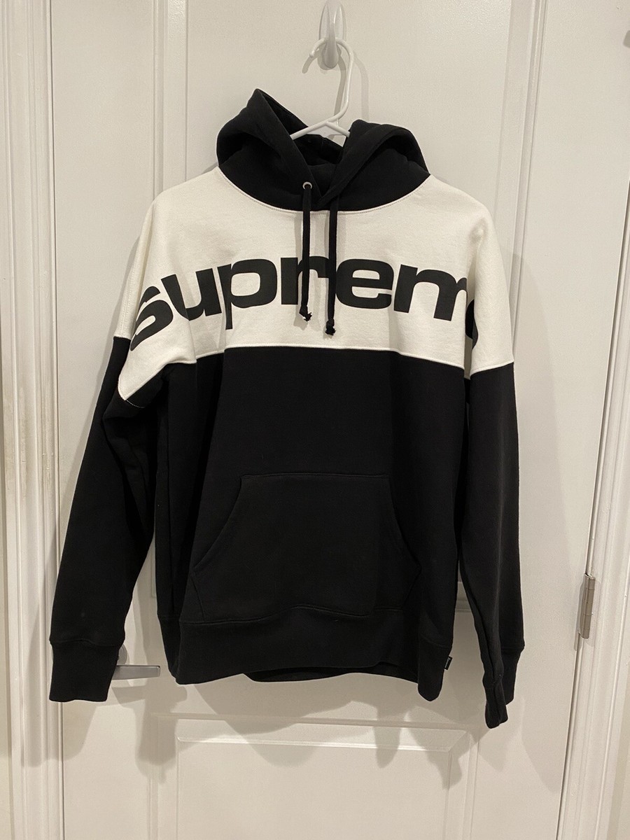 Authentic Excellent Supreme FW17 Black Color Blocked Hoodie Authentic Excellent Supreme FW17 Black Color Blocked Hoodie