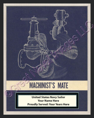 MACHINIST'S MATE Rate Print 1 Personalized on Canvas US Navy Veterans