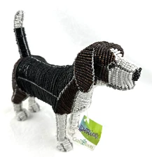 Beadworx Beagle Dog Sculpture Glass Bead & Wire Grass Roots Creations, Free Ship