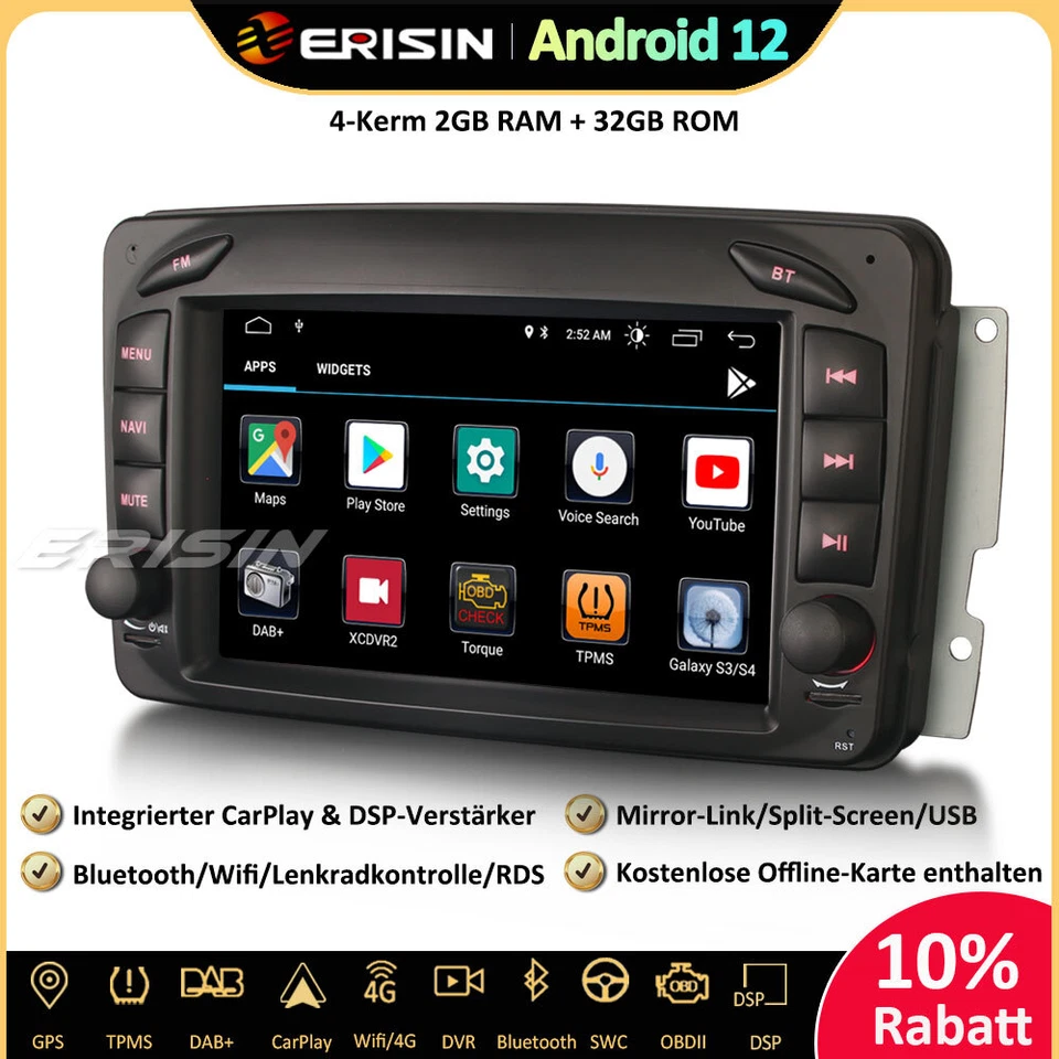 DAB+CarPlay Android 12 Autoradio GPS Navi 4G Mercedes G/C Klasse CLK Viano Vito - Bild 2 von 4