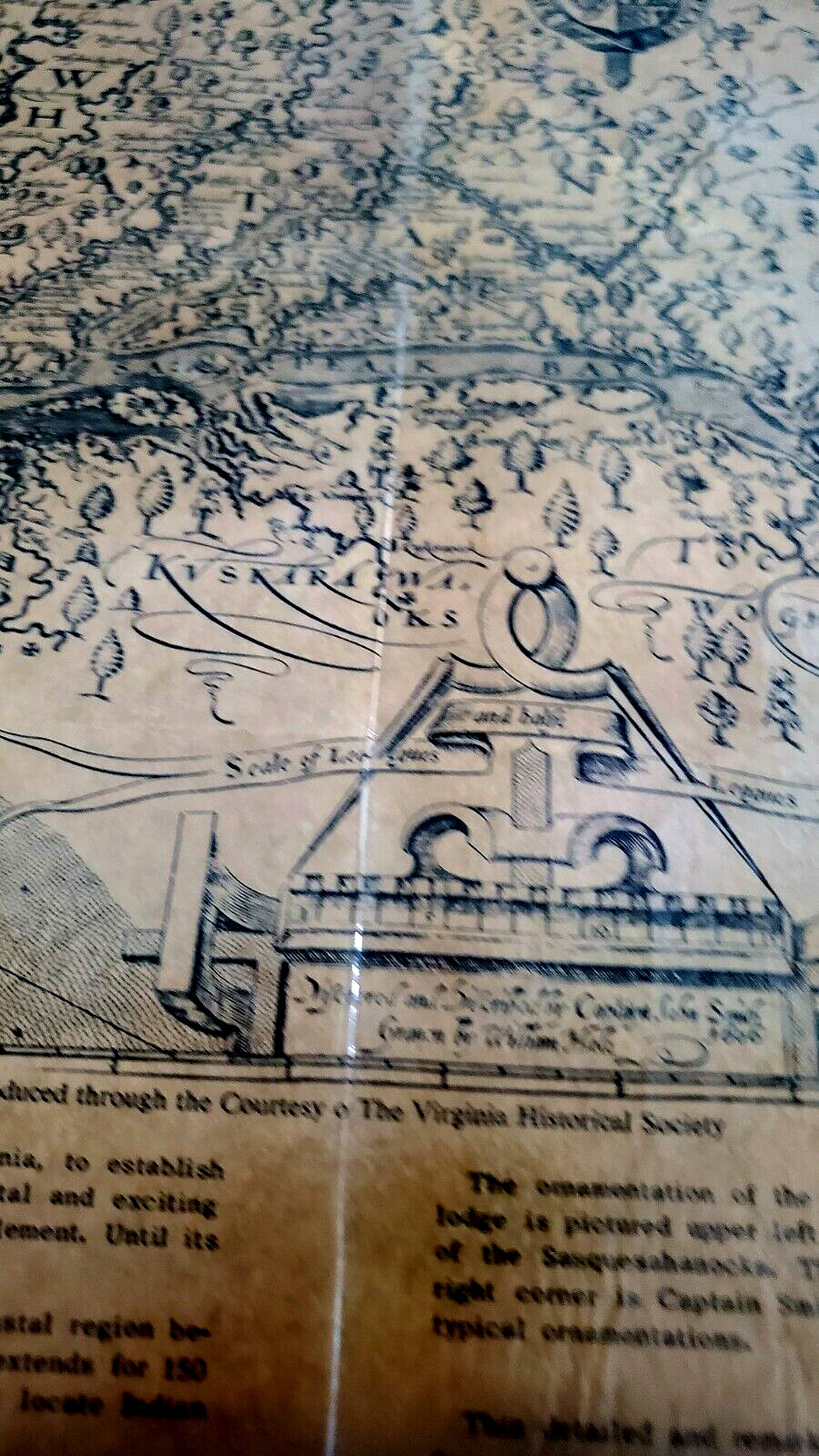 Antique Reproduction of 1612 Virginia Map Made by Virginia Historical Society