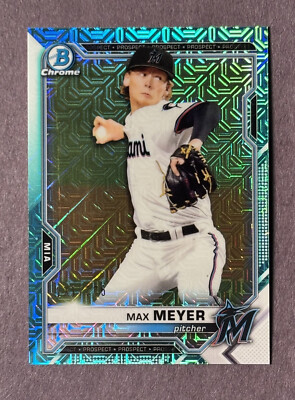 Max Meyer 2021 Bowman Prospect BCP-66 Aqua Mojo Refractor /225 MARLINS